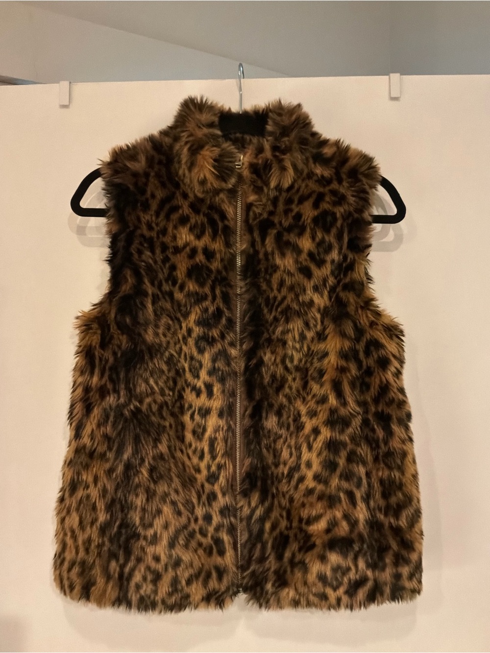 J. Crew Leopard Print Faux Fur Vest - Brown Black
